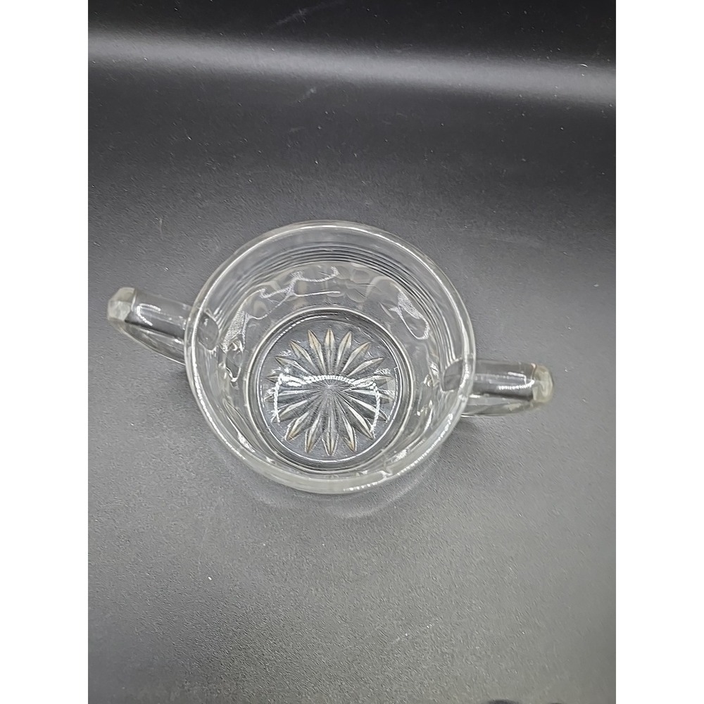 Anchor Hocking Floral Etched Manhattan Crystal Sugar Bowl GLOWS! - Picture 5 of 9